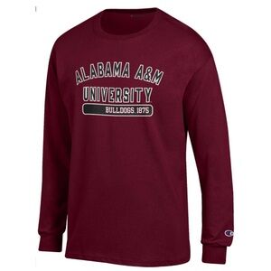 Champion Mens Alabama A&M University Long Sleeve Shirt Maroon XL Cotton Bulldogs